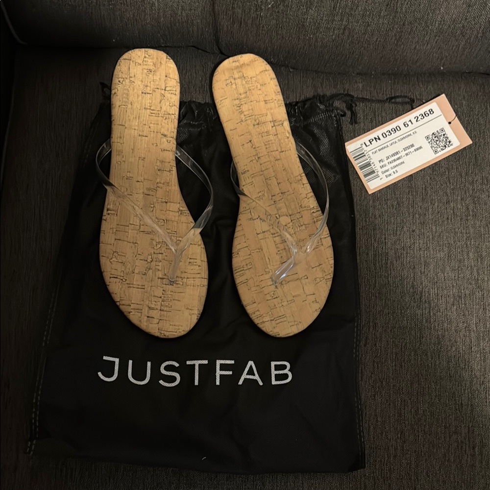 JustFab Clear and Tan Sandals